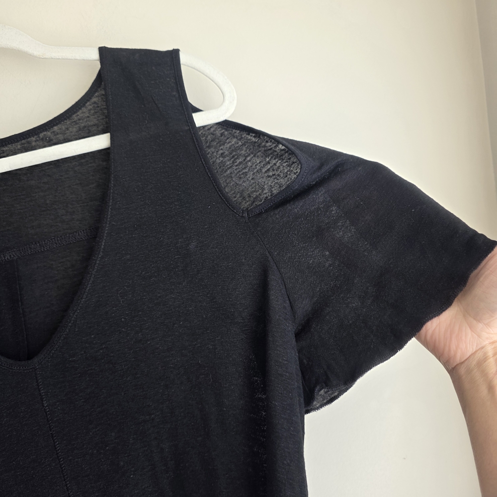 Free People Cold Shoulder V-Neck High-Low Top in Black - Size S - Picture 5 of 8